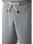 Gri Melanj Pamuklu Kalın Yumuşak Dokulu Oversize Fit Basic Erkek Şort Takım - 85249 3
