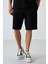 Siyah Pamuklu Kalın Yumuşak Dokulu Oversize Fit Basic Erkek Şort Takım - 85249 5