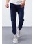 Tommy Life İndigo Erkek Fermuar Cepli Dar Kesim Jogger Eşofman Alt-84343 2
