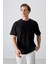 Siyah Pamuklu Kalın Yumuşak Dokulu Oversize Fit Basic Erkek T-Shirt - 88378 1