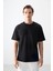 Siyah Pamuklu Kalın Yumuşak Dokulu Oversize Fit Basic Erkek T-Shirt - 88378 2