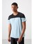 Açık Mavi Polyester Nefes Alan Dokulu İnce Esnek Standart Fit Erkek Performans T-Shirt - 88386 1