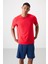 Kırmızı Polyester Nefes Alan Dokulu İnce Esnek Standart Fit Erkek Performans T-Shirt - 88388 1