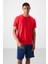 Kırmızı Polyester Nefes Alan Dokulu İnce Esnek Standart Fit Erkek Performans T-Shirt - 88388 4