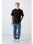 Siyah Pamuklu Kalın Yumuşak Dokulu Oversize Fit Baskılı Erkek T-Shirt - 88331 2