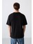 Siyah Pamuklu Kalın Yumuşak Dokulu Oversize Fit Baskılı Erkek T-Shirt - 88331 5