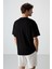 Siyah Pamuklu Kalın Yüzeyi Dokulu Oversize Fit Basic Erkek T-Shirt - 88337 5