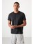 Siyah Polyester Nefes Alan Dokulu İnce Esnek Standart Fit Erkek Performans T-Shirt - 88388 1