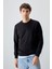 Siyah Pamuk Yumuşak Dokulu Standart Fit Basic Erkek Sweatshirt - 88363 1