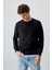 Siyah Pamuk Yumuşak Dokulu Standart Fit Basic Erkek Sweatshirt - 88363 4