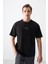 Siyah Pamuklu Kalın Yumuşak Dokulu Oversize Fit Baskılı Erkek T-Shirt - 88376 1