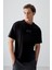 Siyah Pamuklu Kalın Yumuşak Dokulu Oversize Fit Baskılı Erkek T-Shirt - 88376 4