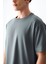 Haki %100 Pamuk Kalın Yumuşak Dokulu Oversize Fit Basic Erkek T-Shirt - 88353 3