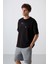 Siyah Pamuklu Kalın Yumuşak Dokulu Oversize Fit Baskılı Erkek T-Shirt - 88326 3