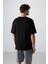Siyah Pamuklu Kalın Yumuşak Dokulu Oversize Fit Baskılı Erkek T-Shirt - 88326 5