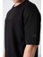 Siyah Pamuklu Kalın Yüzeyi Dokulu Oversize Fit Basic Erkek T-Shirt - 88340 3