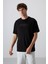 Siyah Pamuklu Kalın Yumuşak Dokulu Oversize Fit Baskılı Erkek T-Shirt - 88329 1