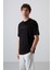 Siyah Pamuklu Kalın Yumuşak Dokulu Oversize Fit Baskılı Erkek T-Shirt - 88329 2