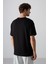 Siyah Pamuklu Kalın Yumuşak Dokulu Oversize Fit Baskılı Erkek T-Shirt - 88329 5