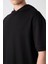 Siyah Pamuklu Kalın Yüzeyi Dokulu Oversize Fit Basic Erkek T-Shirt - 88335 3