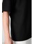 Siyah Pamuklu Kalın Yüzeyi Dokulu Oversize Fit Basic Erkek T-Shirt - 88335 5