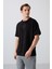 Siyah Pamuklu Kalın Yumuşak Dokulu Oversize Fit Baskılı Erkek T-Shirt - 88333 4