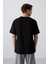 Siyah Pamuklu Kalın Yumuşak Dokulu Oversize Fit Baskılı Erkek T-Shirt - 88333 5