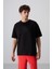 Siyah Pamuklu Kalın Yumuşak Dokulu Oversize Fit Baskılı Erkek T-Shirt - 88324 1