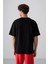 Siyah Pamuklu Kalın Yumuşak Dokulu Oversize Fit Baskılı Erkek T-Shirt - 88324 5