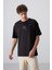 Siyah Pamuklu Kalın Yumuşak Dokulu Oversize Fit Baskılı Erkek T-Shirt - 88325 4