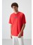 Fiesta Pamuklu Kalın Yüzeyi Dokulu Oversize Fit Baskılı Erkek T-Shirt - 88367 1