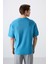 Petrol Mavi Pamuklu Kalın Yüzeyi Dokulu Oversize Fit Basic Erkek T-Shirt - 88339 5