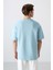 Açık Mavi Pamuklu Kalın Yumuşak Dokulu Oversize Fit Baskılı Erkek T-Shirt - 88320 5