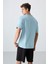 Açık Mavi Pamuklu Kalın Yumuşak Dokulu Oversize Fit Baskılı Erkek T-Shirt - 88328 5