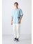 Açık Mavi Pamuklu Kalın Yumuşak Dokulu Oversize Fit Baskılı Erkek T-Shirt - 88322 4