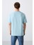 Açık Mavi Pamuklu Kalın Yumuşak Dokulu Oversize Fit Baskılı Erkek T-Shirt - 88330 5