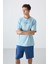 Açık Mavi Pamuklu Kalın Yumuşak Dokulu Oversize Fit Baskılı Erkek T-Shirt - 88321 4