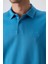 Petrol Mavi Pamuklu Kalın Yumuşak Dokulu Oversize Fit Basic Polo Yaka Erkek T-Shirt - 88327 4