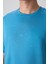 Petrol Mavi Pamuklu Kalın Yumuşak Dokulu Oversize Fit Baskılı Erkek T-Shirt - 88324 4