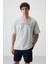 Taş Pamuklu Kalın Yüzeyi Dokulu Oversize Fit Baskılı Erkek T-Shirt - 88371 1