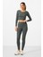 Çağla Yüksek Bel Uzun Kollu Slim Fit Crop Top Kadın Tayt Takım - 95286 3