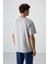 Taş Pamuklu Kalın Yüzeyi Dokulu Oversize Fit Baskılı Erkek T-Shirt - 88372 5