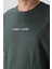 Haki Pamuklu Kalın Yüzeyi Dokulu Oversize Fit Baskılı Erkek T-Shirt - 88372 3
