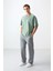 Açık Yeşil %100 Pamuk Kalın Yumuşak Dokulu Oversize Fit Baskılı Erkek T-Shirt - 88355 3