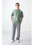Açık Yeşil %100 Pamuk Kalın Yumuşak Dokulu Oversize Fit Baskılı Erkek T-Shirt - 88355 5