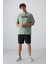 Açık Yeşil Pamuklu Kalın Yumuşak Dokulu Oversize Fit Baskılı Erkek T-Shirt - 88331 2