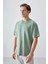 Açık Yeşil %100 Pamuk Kalın Yumuşak Dokulu Oversize Fit Basic Erkek T-Shirt - 88353 3
