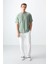 Açık Yeşil Pamuklu Kalın Yumuşak Dokulu Oversize Fit Basic Erkek T-Shirt - 88377 2