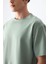 Açık Yeşil Pamuklu Kalın Yumuşak Dokulu Oversize Fit Basic Erkek T-Shirt - 88377 3
