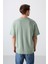 Açık Yeşil Pamuk Kalın Yumuşak Dokulu Oversize Fit Baskılı Erkek T-Shirt - 88326 5